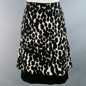 ISABEL DE PEDRO Size 2 Black White Viscose Spots Print Layered Midi Skirt